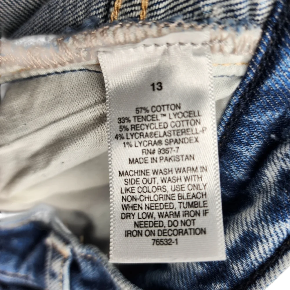 Arizona Jean Co Highest Rise Straight Leg Studded Distressed Jeans Blue Women 12